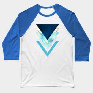 Modern Navy Gold Stone Geometric Triangle Baseball T-Shirt